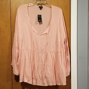 Torrid light pink boho babydoll top 2x